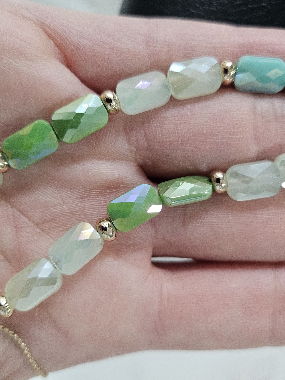 Green & Opal Faceted Bead Bracelet - Women's Fashion Jewelry Beautiful Adjustabl